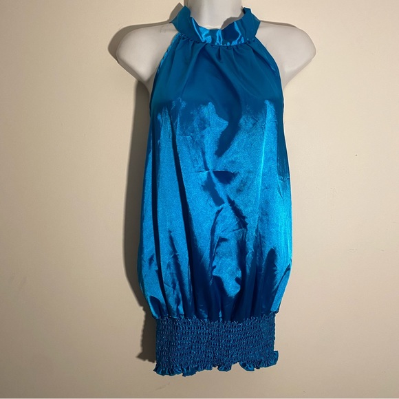 Blue satin top - Picture 1 of 2